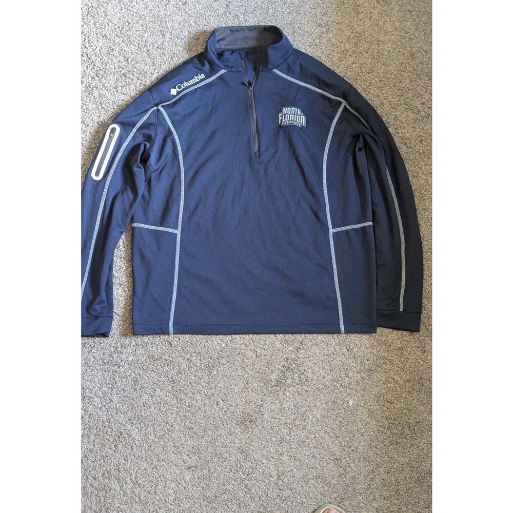 Columbia North Florida Ospreys 1/4 Zip Pullover Jacket Mens Large Blue L UNF